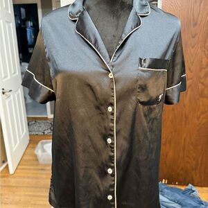 Victoria's Secret Black Satin Pajama Top